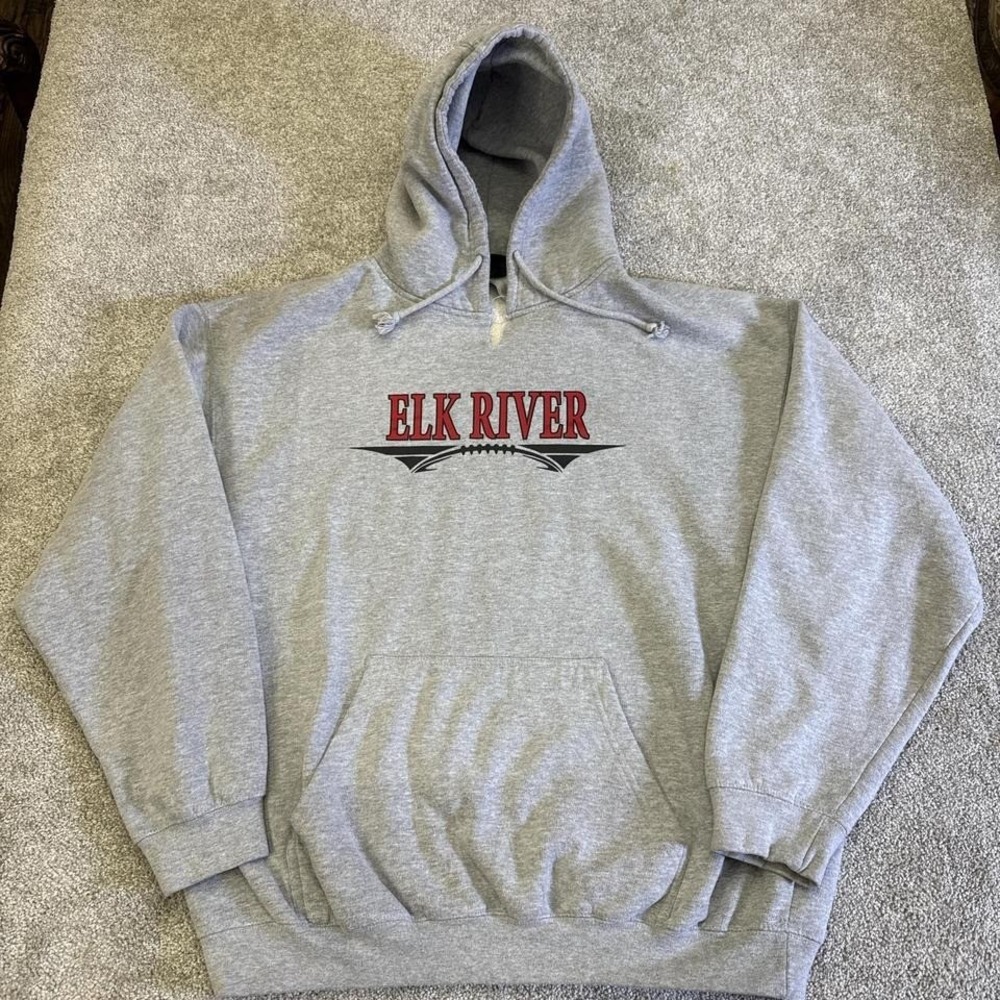 Elk River Football Pennant Gray Hoodie Men's 2XL School Sports Sweatshirt